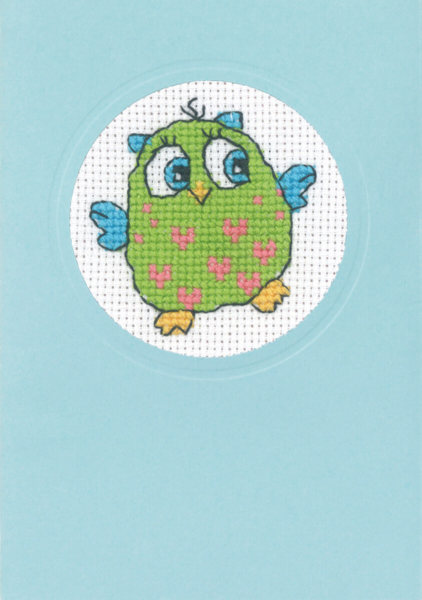 Kit de Bordado Búho con cuerpo verde 9 x 13 cm