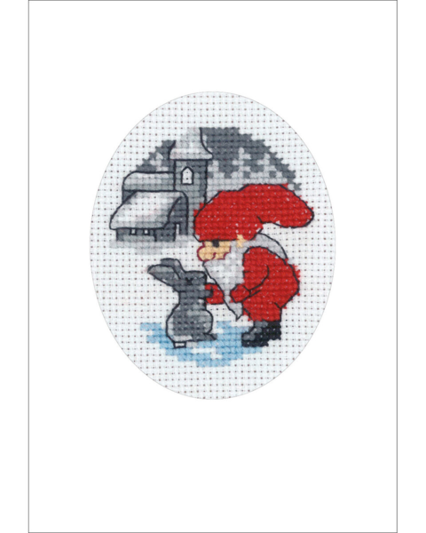 Kit de bordado Tarjeta navideña Conejo & Duende 9 x 13 cm