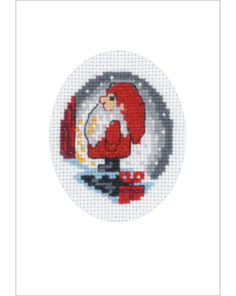 Kit de bordado Tarjeta de Navidad Duende en escalera 9 x 13 cm