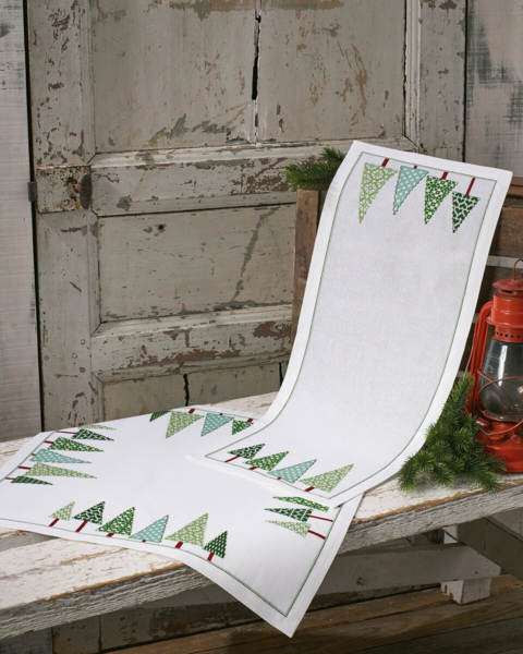 Kit de bordado Árboles de Navidad en fila 56 x 56 cm