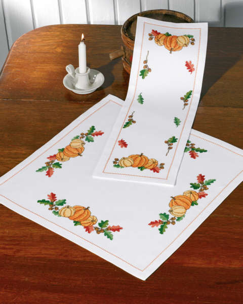 Kit de bordado Calabaza y bellota 56 x 56 cm