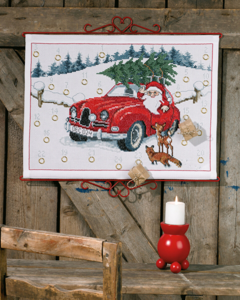 Kit de bordado Papá Noel en coche B5125/58 58 x 44 cm