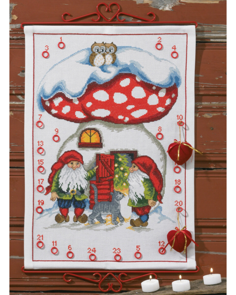 Kit de bordado 2 duendes con gato 5125/38 38 x 53 cm