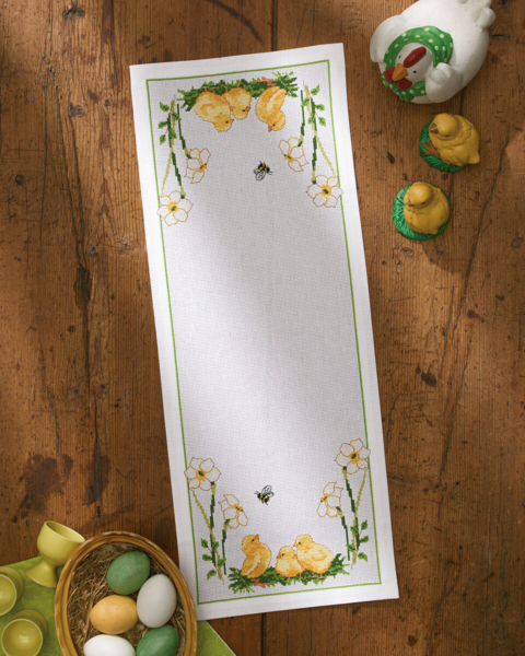 Kit de bordado Reúne todos mis pollitos 24 x 63 cm