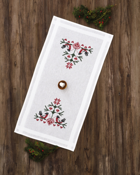 Kit de bordado Pájaros con corazones XXX 40 x 80 cm