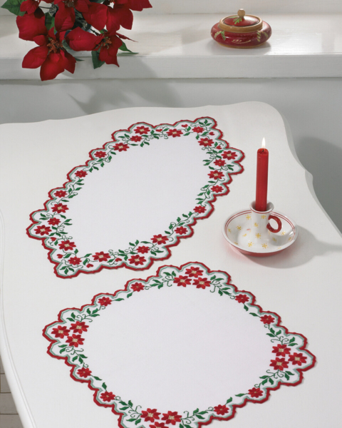 Kit de Bordado Rosas de Navidad 31 x 61 cm