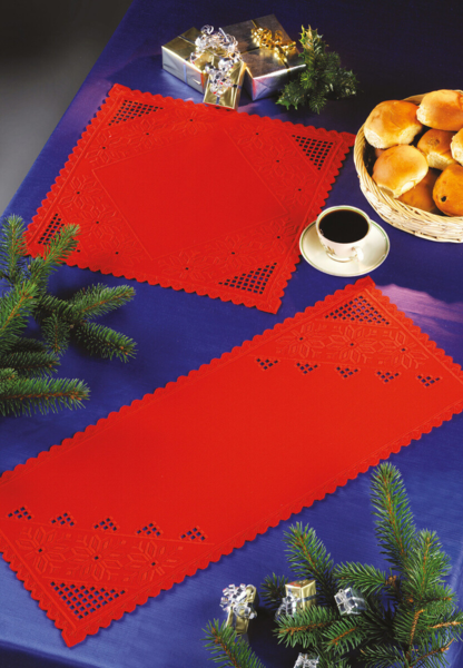 Kit de bordado corredor, hardanger rojo 28 x 67 cm