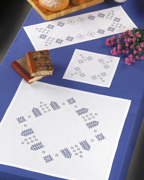 Kit de bordado Blanco sobre blanco 27 x 70 cm