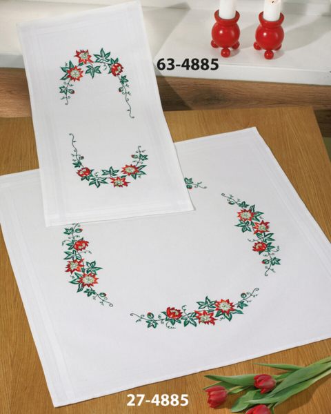 Kit de bordado Rosas de Navidad 40 x 80 cm