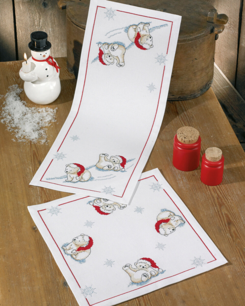 Kit de bordado Osos polares en hielo resbaladizo 24 x 62 cm