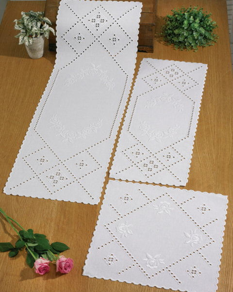 Kit de bordado Hardanger con rosas 27 x 68 cm