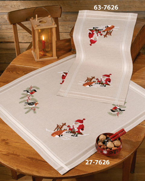 Kit de bordado Papá Noel con animales del bosque 40 x 80 cm