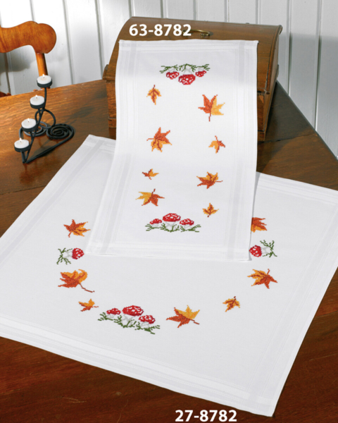 Kit de bordado Hongos y hojas 40x80 cm