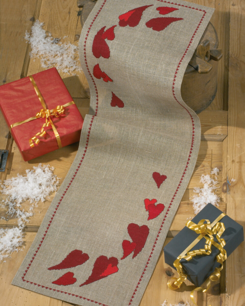 Kit de Bordado Corazones para Navidad 33 x 115 cm
