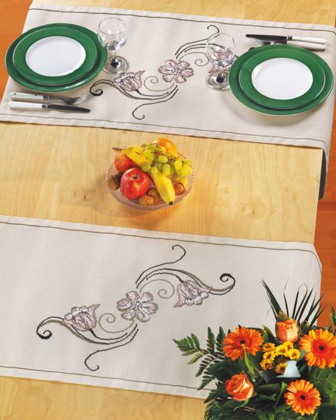 Kit de bordado compañero, camino de mesa 44 x 119 cm