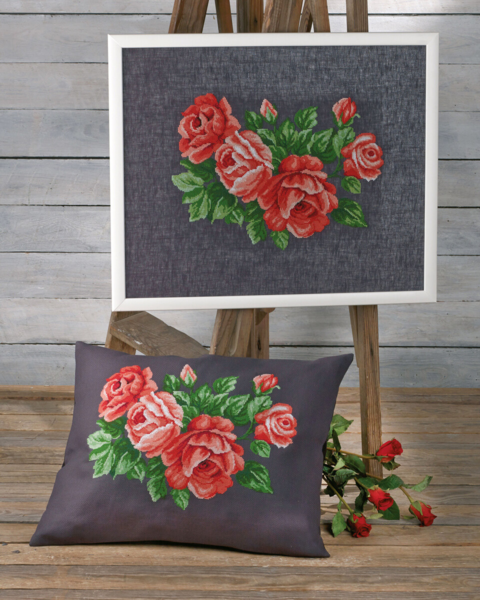 Kit de Bordado Rosas Rojas 53 x 43 cm