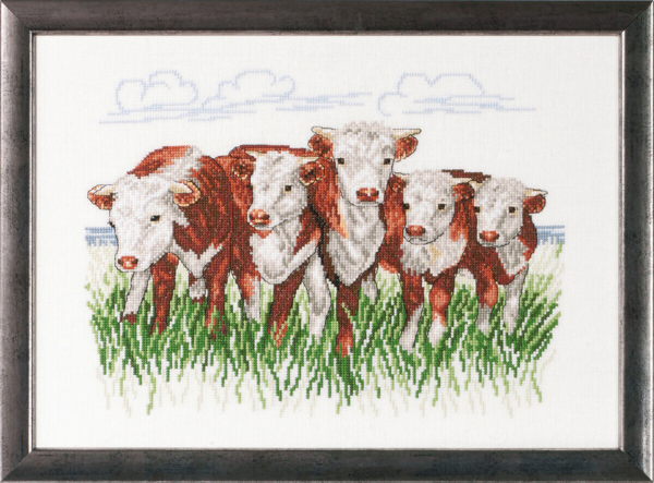 Kit de bordado vacas Hereford R/5344 41 x 29 cm