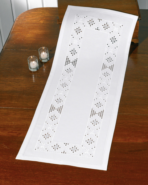 Kit de bordado Hardanger blanco 39 x 102 cm