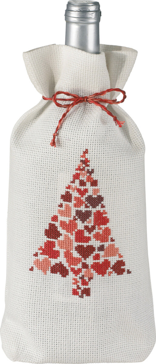 Kit de bordado árbol de Navidad c/ corazones 16 x 28 cm