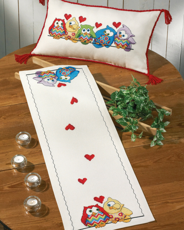 Kit de bordado Búhos en fila 60 x 35 cm