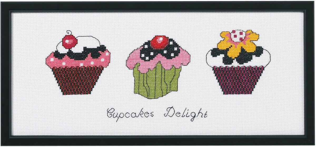 Kit de Bordado Cupcakes R5496 36 x 15 cm