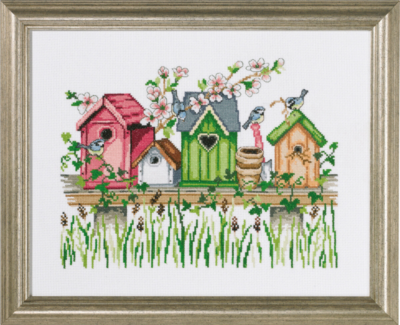 Kit de bordado estantería de casita de pájaros R5311 37 x 29 cm