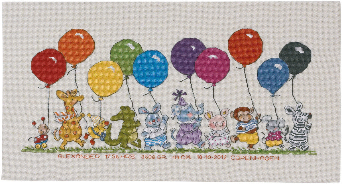 Kit de Bordado Animales con Globos 22 x 42 cm R5301