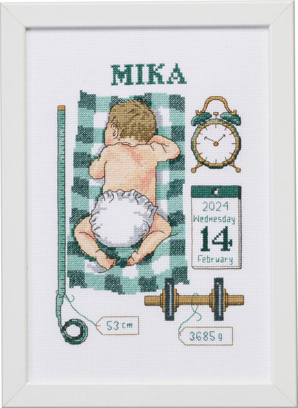 Kit de bordado Recuerdo de bautizo Mika 21 x 30 cm