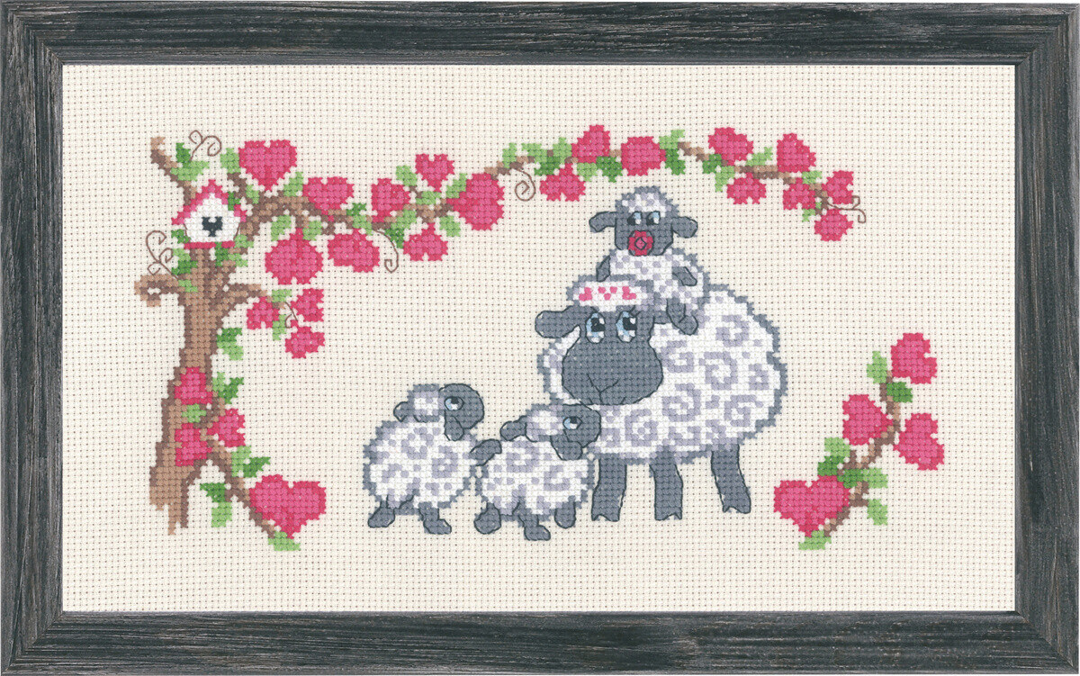 Kit de Bordado Familia de Ovejas 16 x 28 cm