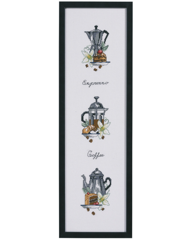 Kit de bordado Tres teteras 15 x 55 cm