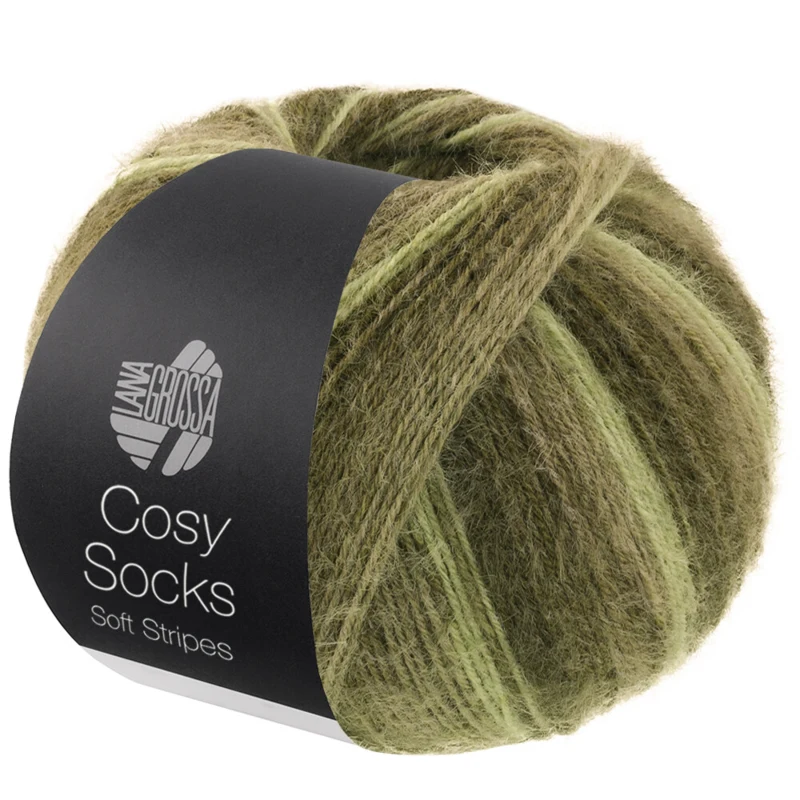 Lana Grossa Cosy Socks Soft Stripes 107 Verde claro/verde reseda/verde gris/verde musgo