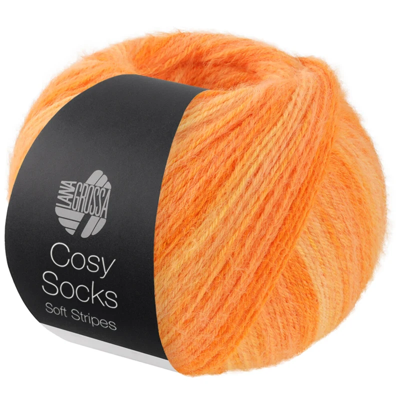 Lana Grossa Cosy Socks Soft Stripes 112 Naranja pálido/mandarina/naranja