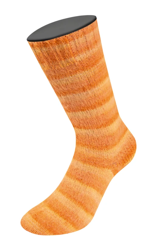 Lana Grossa Cosy Socks Soft Stripes 112 Naranja pálido/mandarina/naranja
