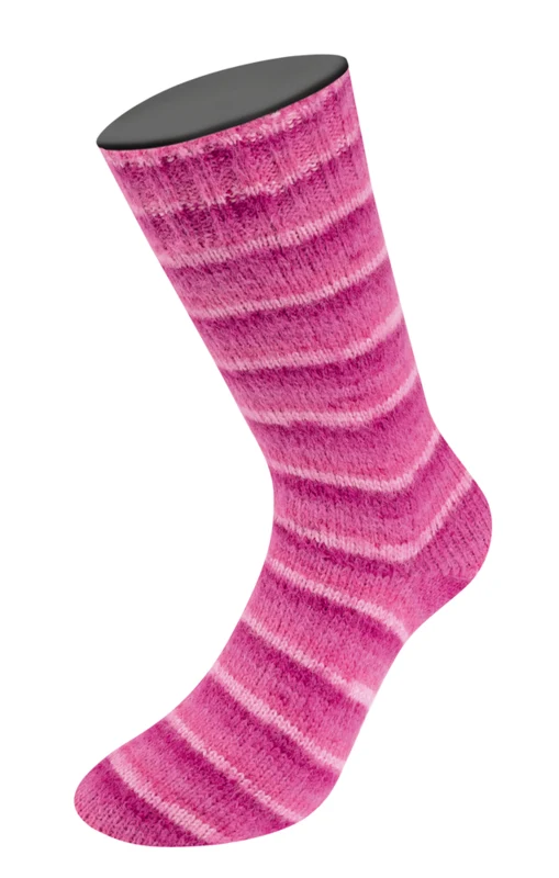 Lana Grossa Cosy Socks Soft Stripes 108 Rosa/rosa antiguo/salmón/rosa brezo