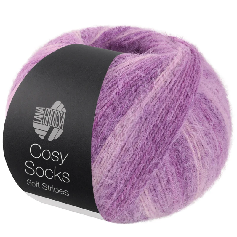 Lana Grossa Cosy Socks Soft Stripes 114 Lila pálido/lila/violeta