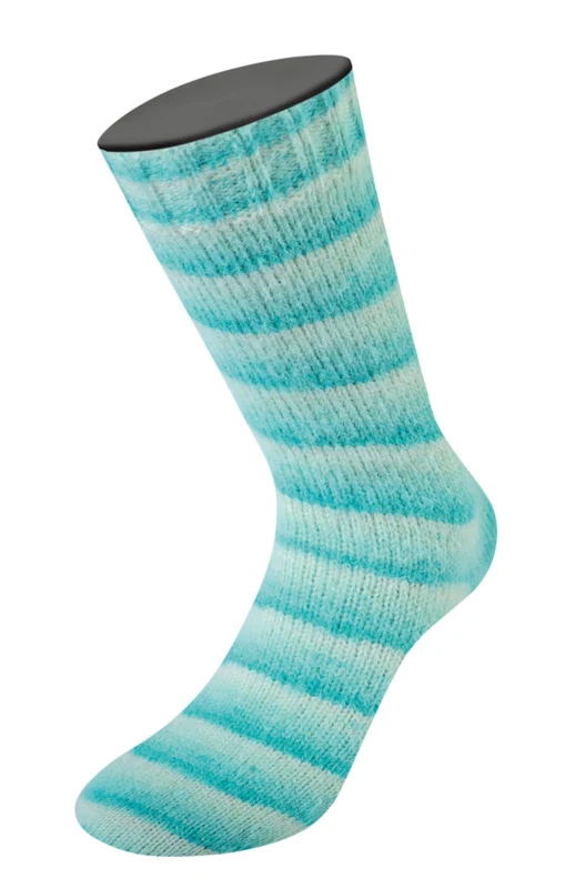 Lana Grossa Cosy Socks Soft Stripes 102 Jade/verde claro/verde blanco/blanco roto