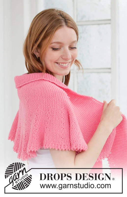 265-15 Evening Rose Shawl by DROPS Design