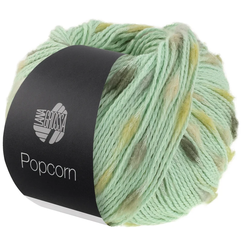 Lana Grossa Popcorn 16 Verde blanco/blanco roto/amarillo suave/oliva/gris oscuro