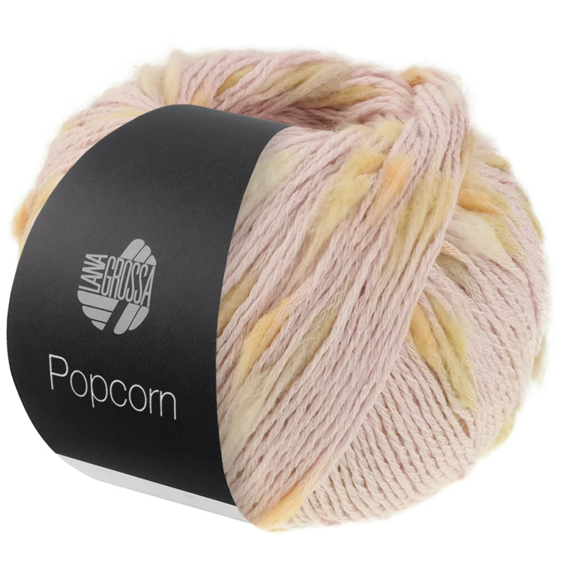 Lana Grossa Popcorn 04 Rosa pastel/amarillo suave/gris claro/melocotón