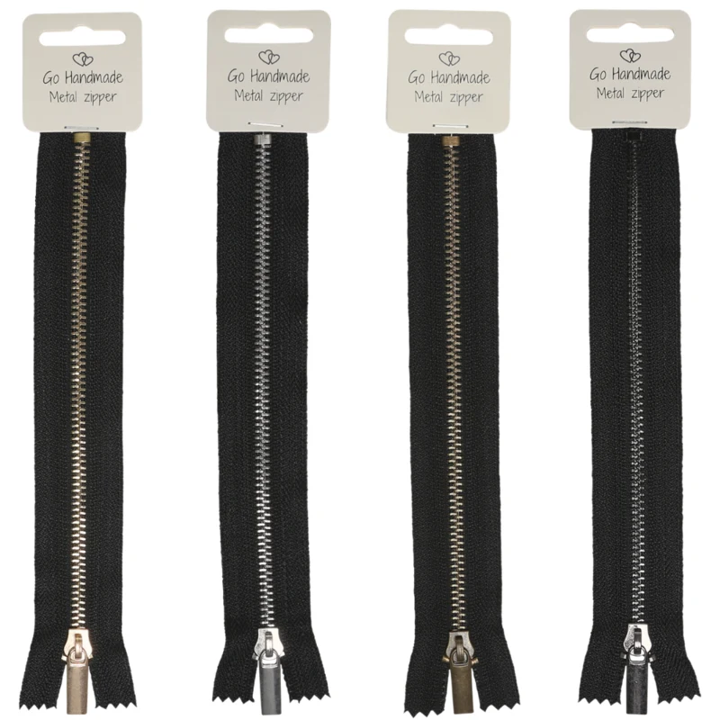 Go Handmade Cremallera Metálica Negro: Oro, plata, bronce y gris oscuro