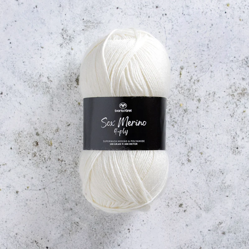 Svarta Fåret Sox Merino 4 ply 00 Blanco natural