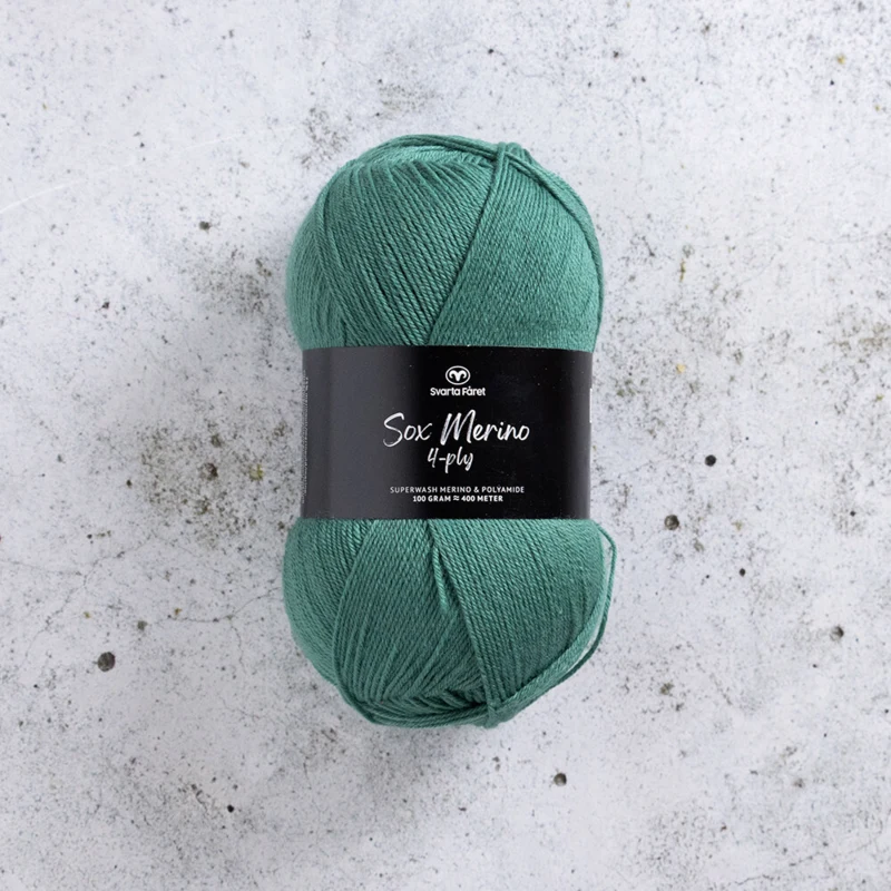 Svarta Fåret Sox Merino 4 ply 01 Tinta verde azulado