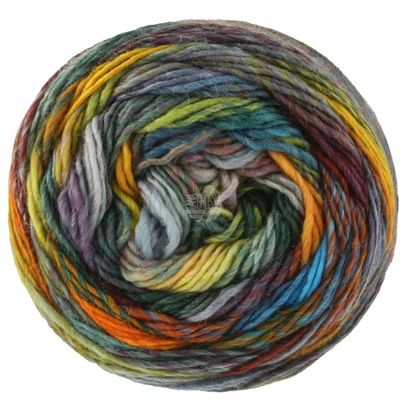 Lana Grossa Colorissimo 223 Burdeos/Gris/Amarillo/Naranja/Oliva/Verde oscuro/Verde claro/Rojo vino/Azul petróleo/Azul vaquero