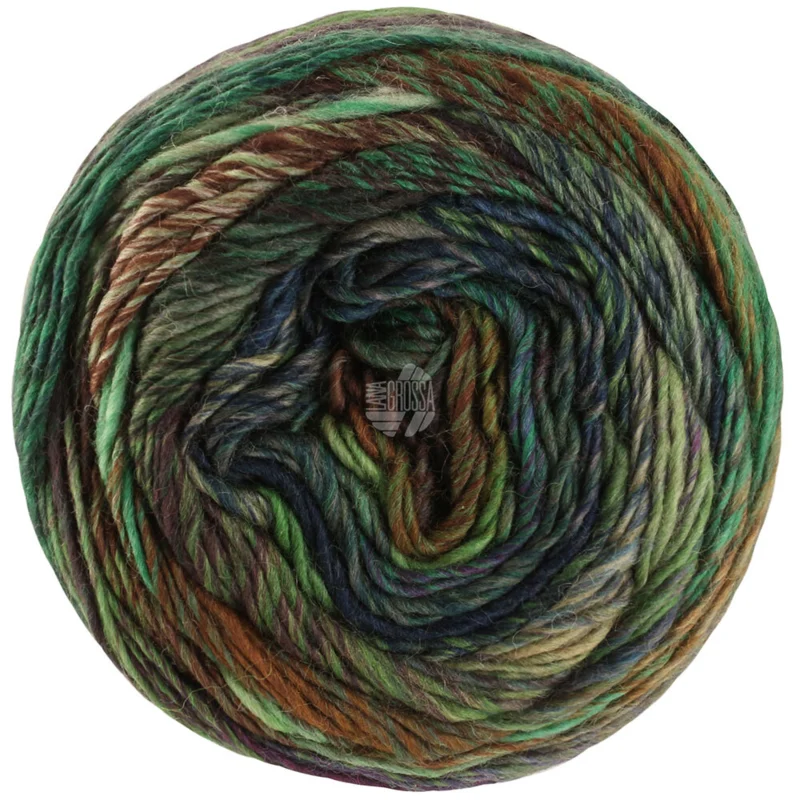 Lana Grossa Colorissimo 216 Verde claro/Verde/Petróleo/Petróleo oscuro/Marrón rojizo/Marrón chocolate/Burdeos/Gris
