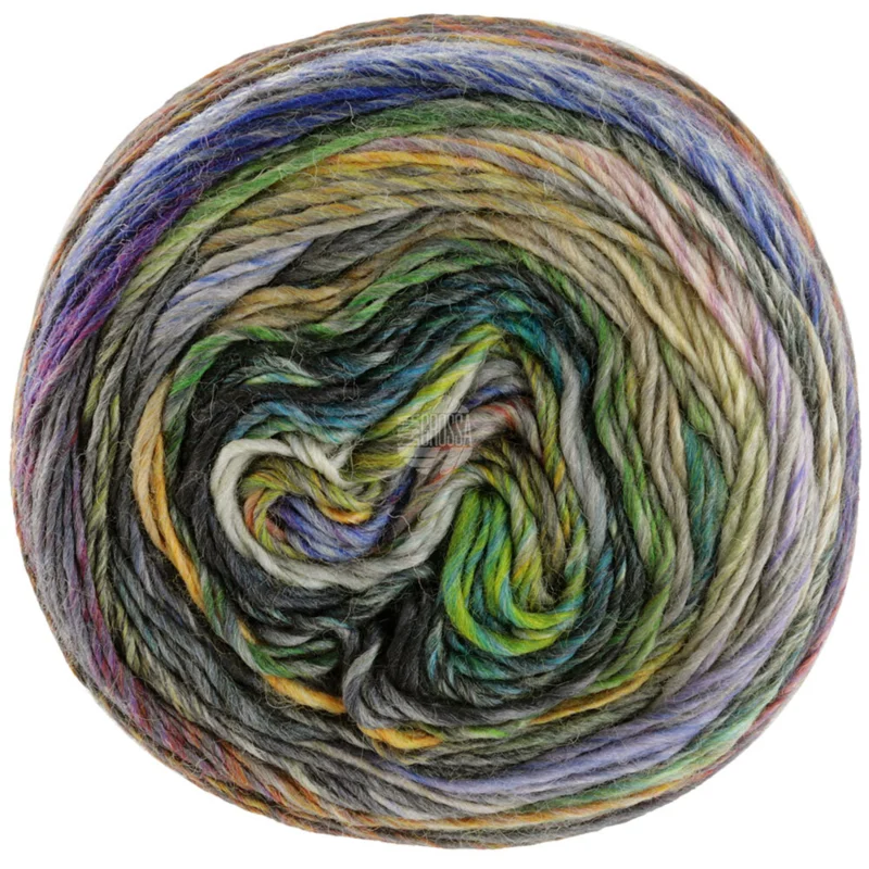 Lana Grossa Colorissimo 201 Gris claro/Gris oscuro/Azul hielo/Petróleo/Rosa suave/Rosa viejo/Gris marrón/Oliva/Lila/Turquesa