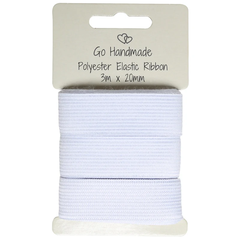 Go Handmade Banda Elástica: 3 m x 20 mm, Blanco