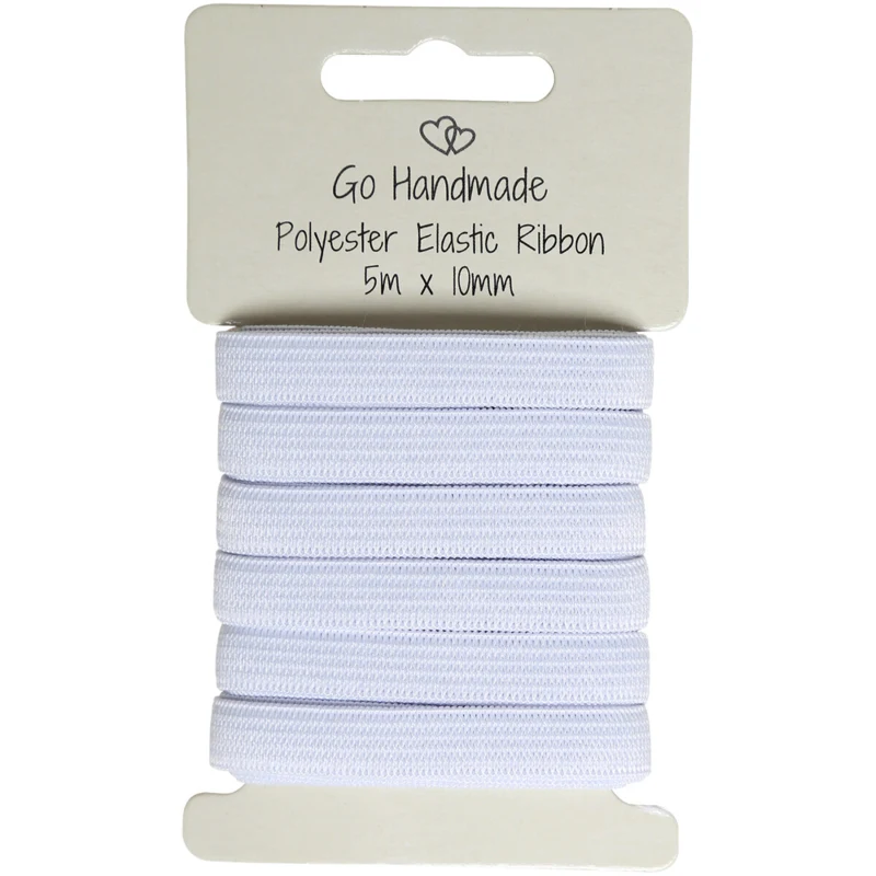 Go Handmade Banda Elástica: 5 m x 10 mm, Blanco