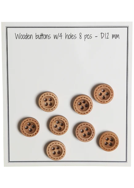 Go Handmade Botones de Madera con Pespuntes (8 piezas): 12 mm