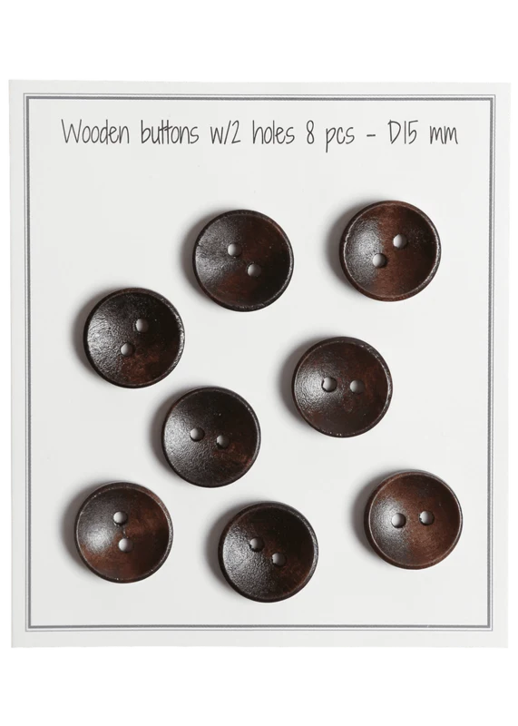 Go Handmade Botones Profundos de Madera, Oscuros: 15 mm