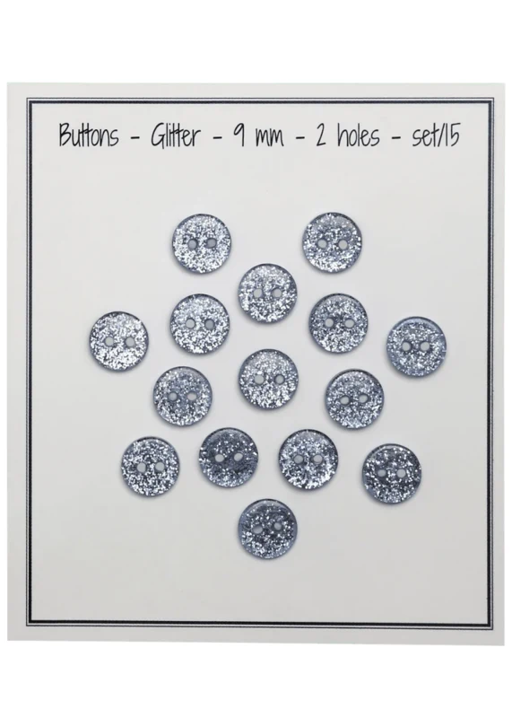 Go Handmade Botones con Purpurina 9 mm Azul